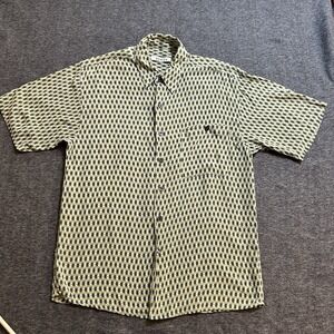 VTG SUMMA Rayon Shirt Men's Medium Green Geometric Pattern Made In Mongolia